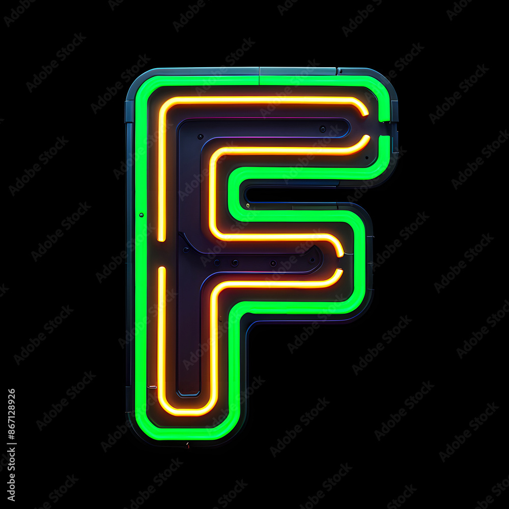 Alphabet F made from Neon light. Generative AI Alphabet F made from Neon light. Generative AI