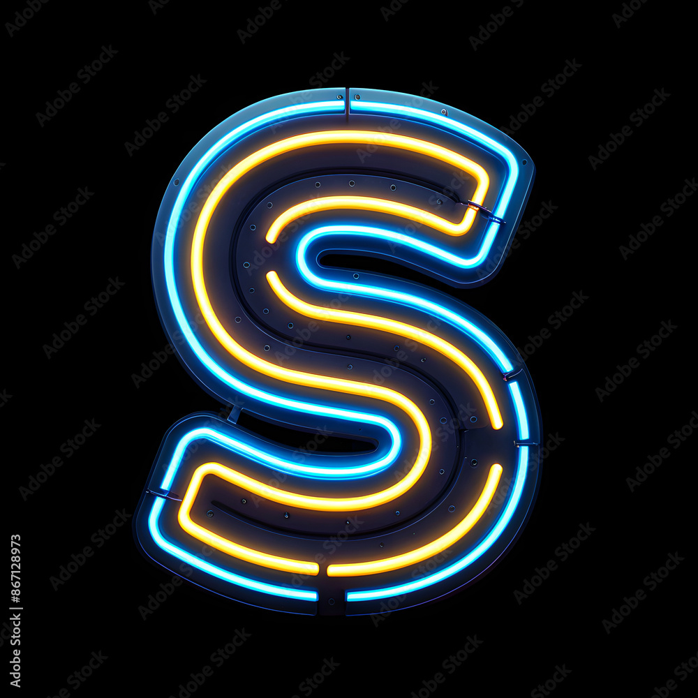 Alphabet S made from Neon light. Generative AI Alphabet S made from Neon light. Generative AI