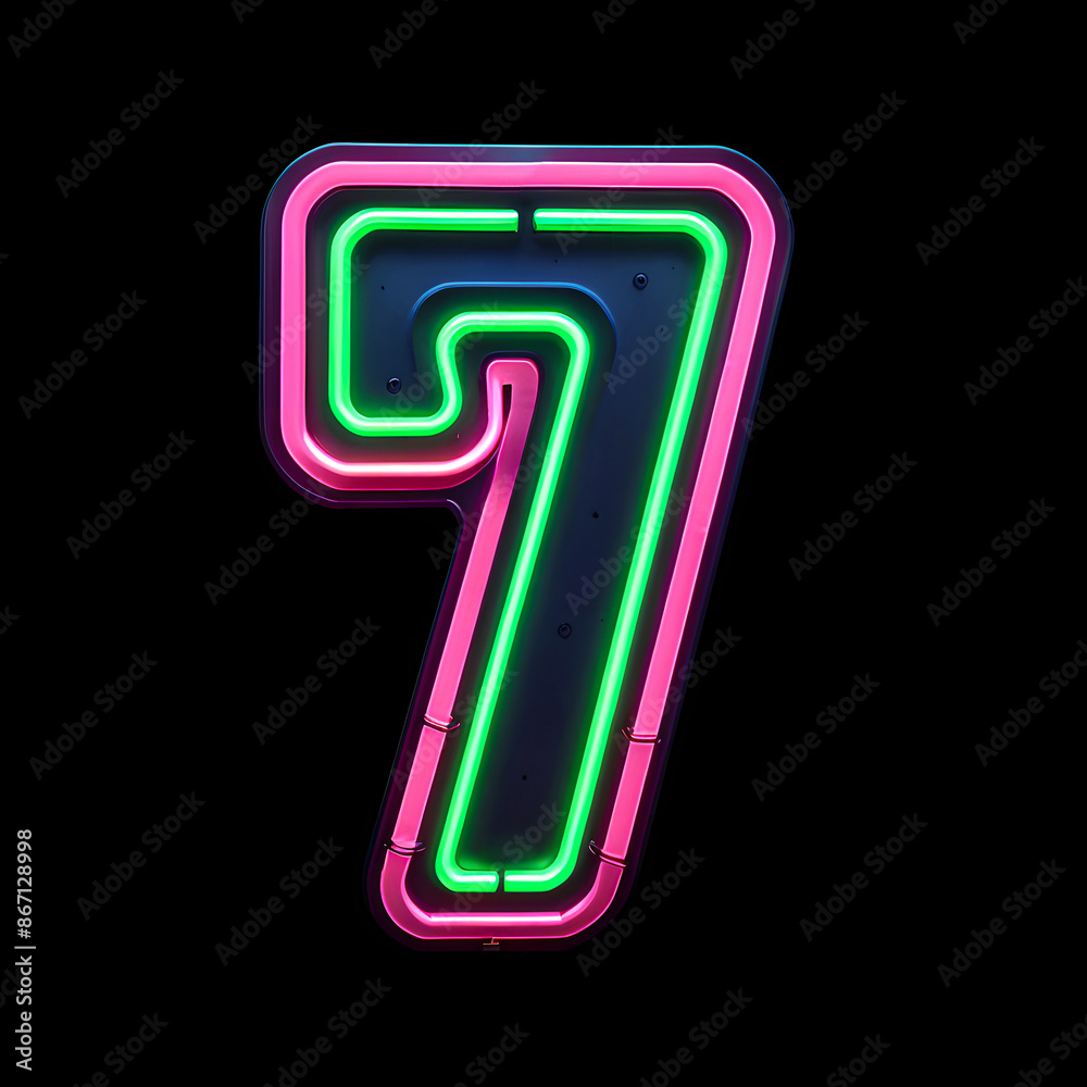 Number 7 made from Neon light. Generative AI Number 7 made from Neon light. Generative AI