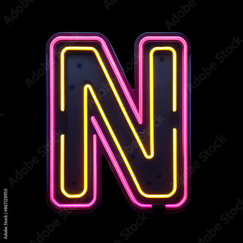 Alphabet N made from Neon light. Generative AI