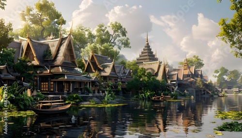 Thai village traditional style ,Beautiful view