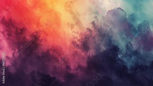 Radiant watercolor gradient, vibrant and dark colors, abstract flow