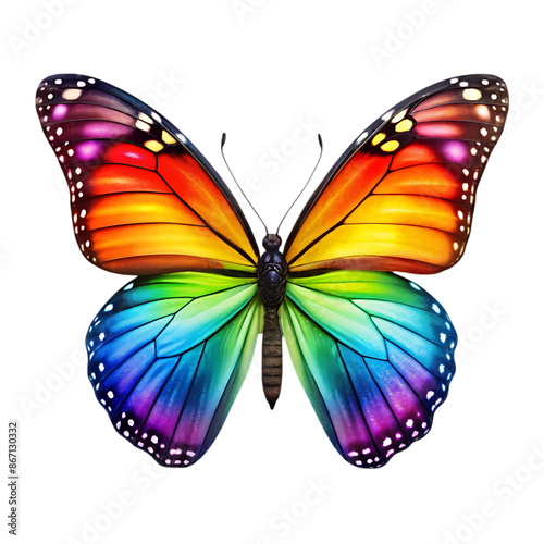 rainbow butterfly on transparent background