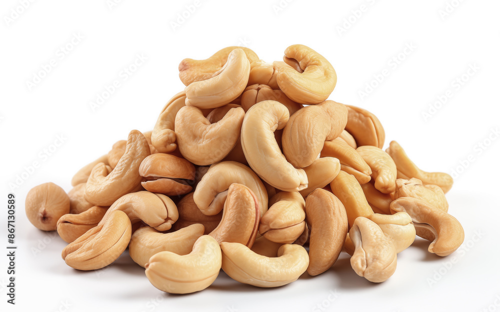 cashew nuts in isolated white background. cashew nuts peeled cashew nuts in isolated white background. cashew nuts peeled