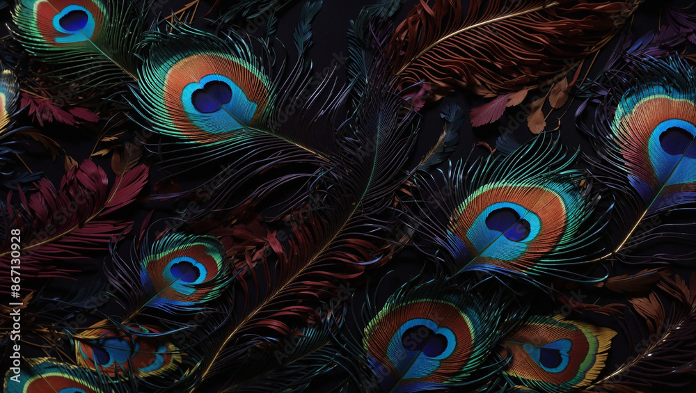 Obraz premium a collection of colorful peacock feathers