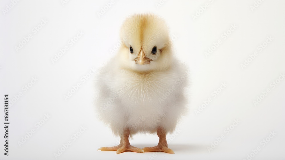 A baby chick is standing on its hind legs and looking at the camera A baby chick is standing on its hind legs and looking at the camera