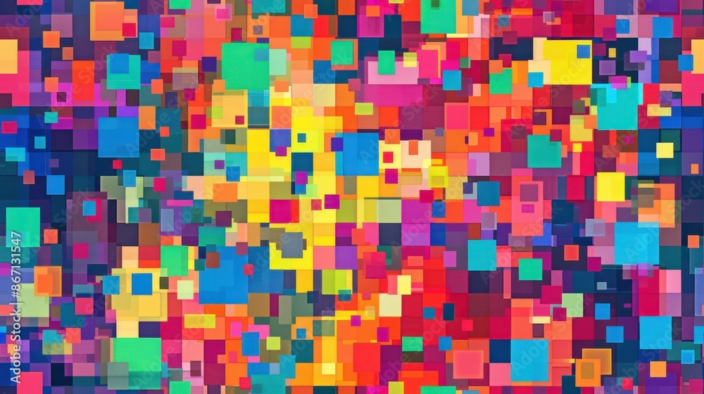 Abstract background with vibrant, colorful squares, creating a dynamic and energetic pattern. Suitable for modern design projects. Abstract background with vibrant, colorful squares, creating a dynamic and energetic pattern. Suitable for modern design projects.