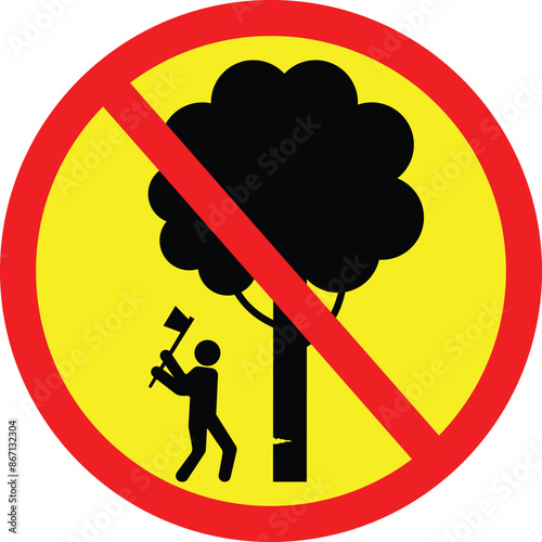 Stop cutting trees vector sign save tree