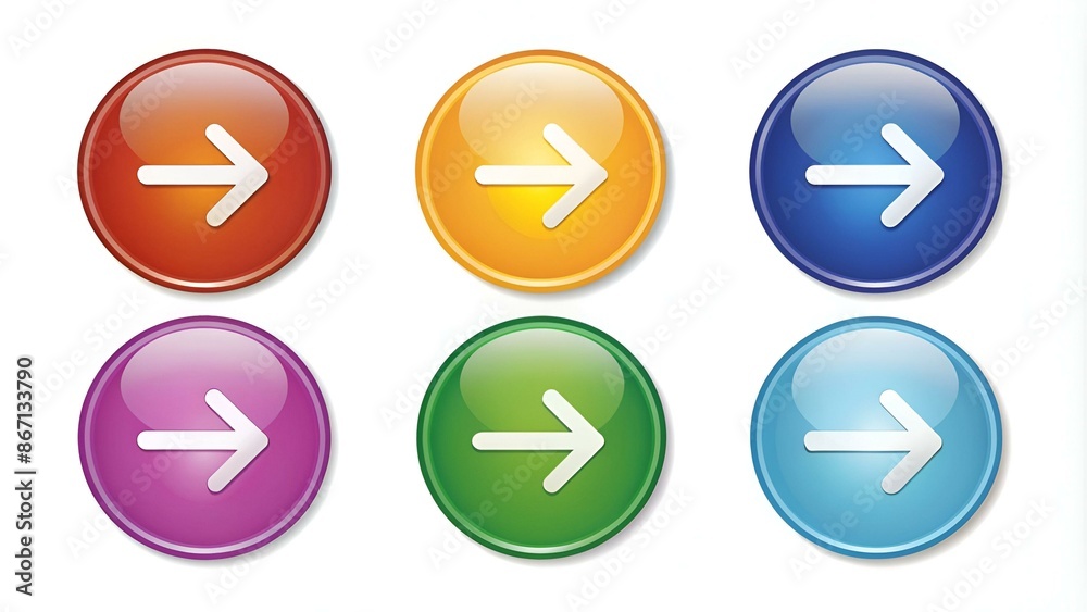 Iconos con una flecha en varios colores Iconos con una flecha en varios colores