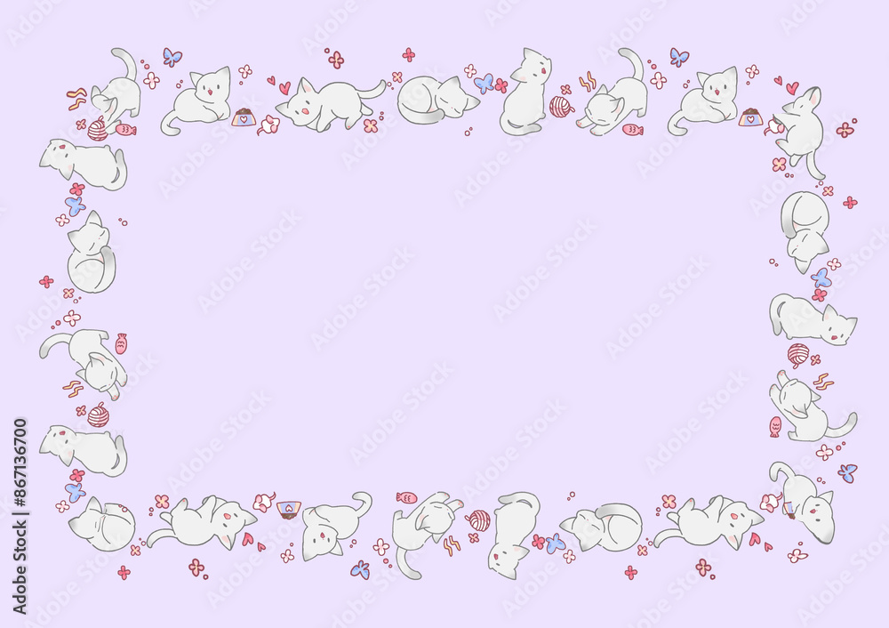 Purple background with kitten frame Purple background with kitten frame