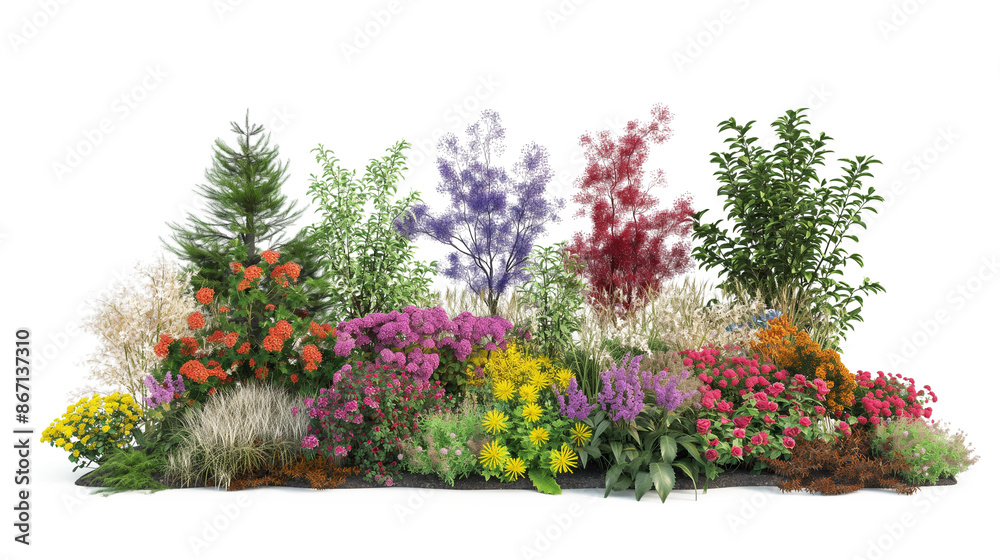 Fototapeta premium Colorful Garden isolated on a transparent background