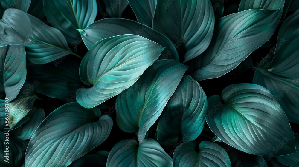 Green tropical plant close-up Green tropical plant close-up