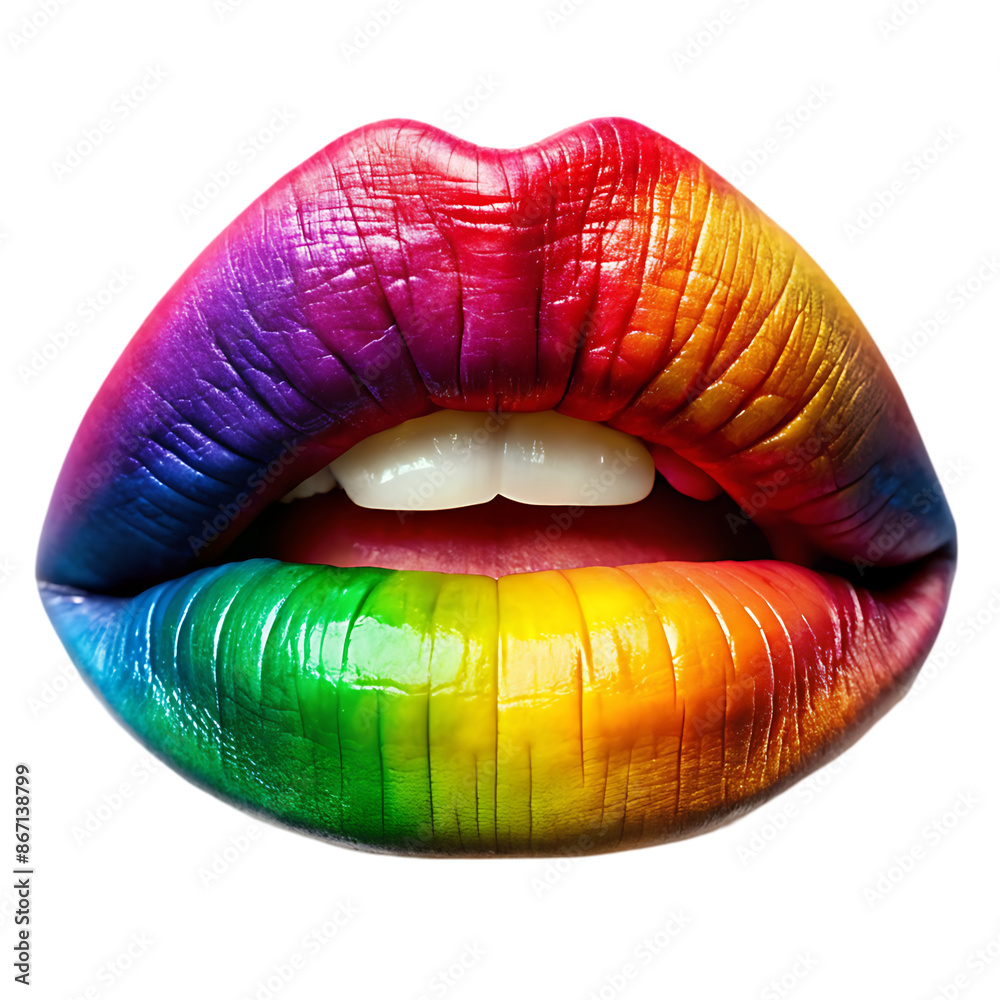 rainbow glossy lips on transparent background rainbow glossy lips on transparent background