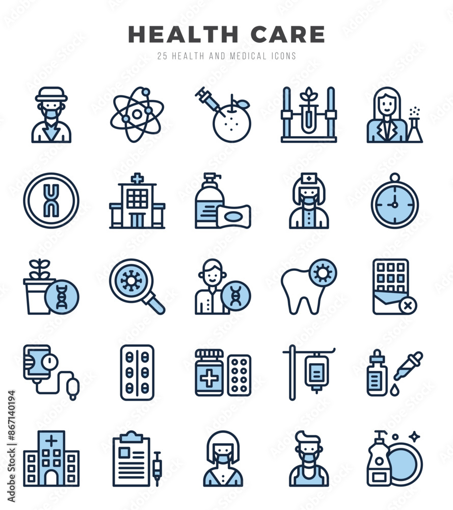 Fototapeta premium HEALTH CARE Icon Pack 25 Vector Symbols for Web Design.