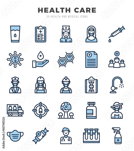 HEALTH CARE web icons in Two Color style.