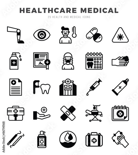 HEALTHCARE MEDICAL elements. Lineal Fill web icon set. Simple vector illustration.