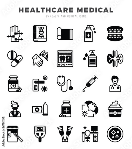 Set of HEALTHCARE MEDICAL Icons. Simple line art style icons pack.for website and mobile site and apps.