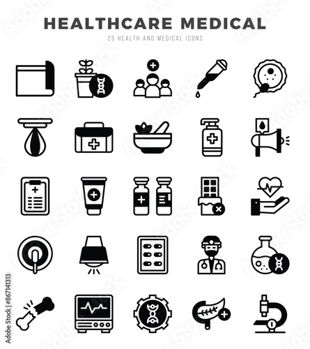 HEALTHCARE MEDICAL Lineal Fill icons. Vector Lineal Fill illustration.