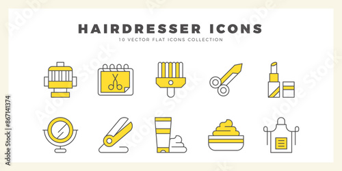 10 Hairdresser Two Color icon pack. vector illustration.