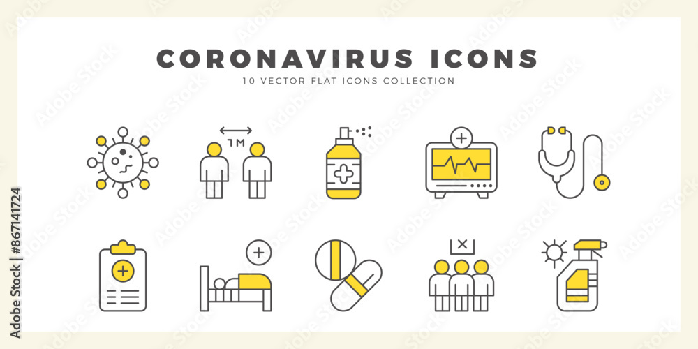 Fototapeta 10 Coronavirus Two Color icon pack. vector illustration.