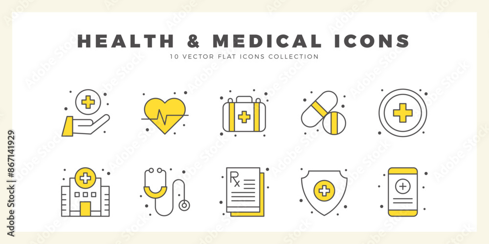 Fototapeta 10 Health and Medical Two Color icon pack. vector illustration.