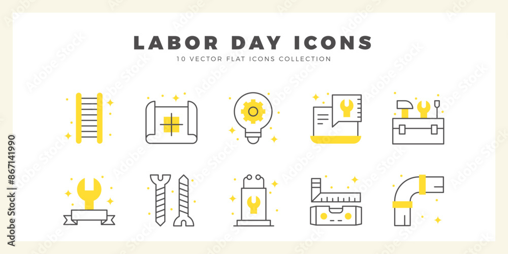 Fototapeta 10 Labor Day Two Color icon pack. vector illustration.
