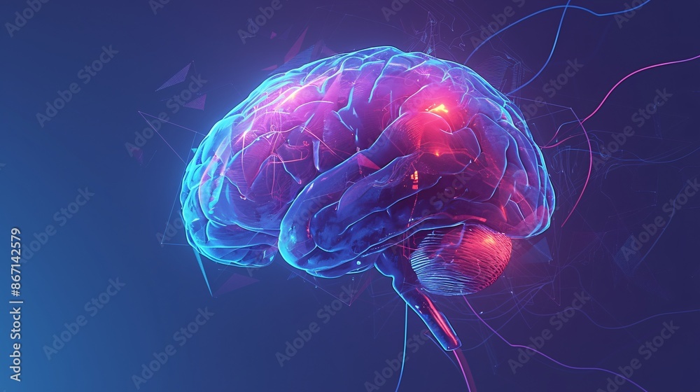 3D Rendering of a Brain with Neural Connections, Showcasing Neuroscience, Brain Function, Neural Networks, and Cognitive Processes, Ideal for Illustrating Concepts in Medicine, Science, and Technology 3D Rendering of a Brain with Neural Connections, Showcasing Neuroscience, Brain Function, Neural Networks, and Cognitive Processes, Ideal for Illustrating Concepts in Medicine, Science, and Technology