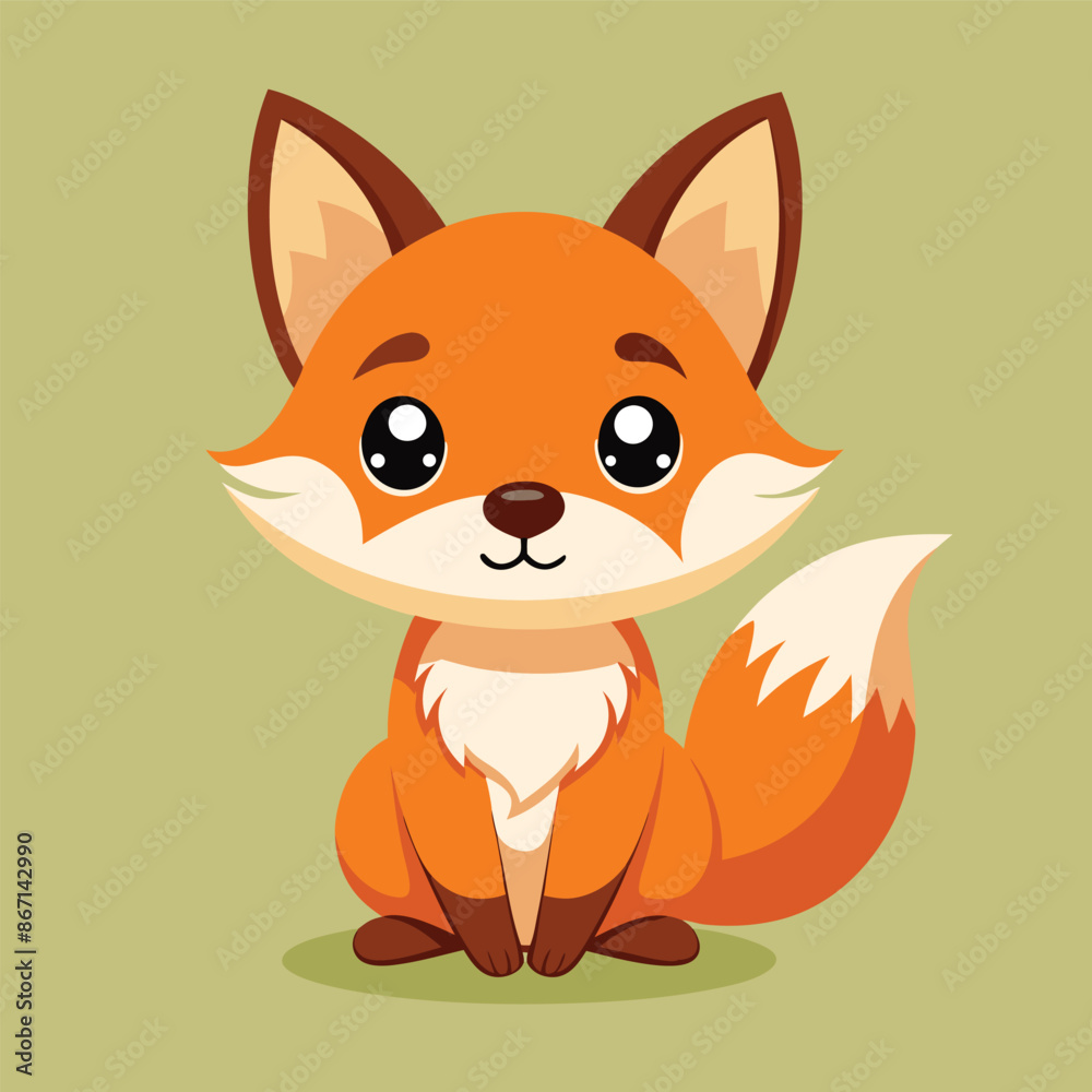 Obraz premium Cute Fox Cartoon Vector Illustration.