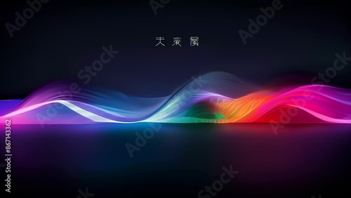 Smooth, luminous waves of neon colors undulate across a dark background. Vibrant hues of purple, blue, pink, and yellow create a mesmerizing, fluid motion effect. 