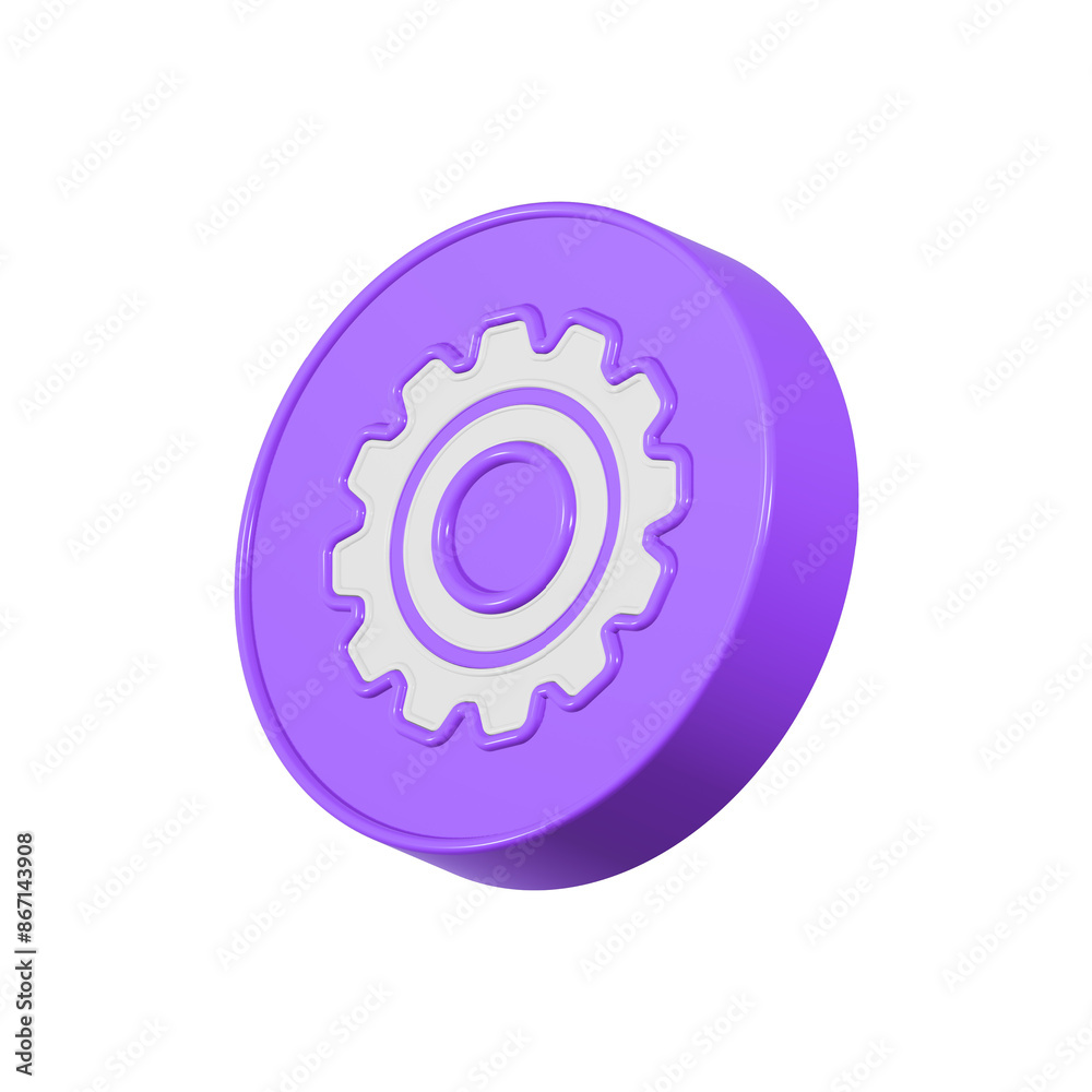 Gear icon, setting symbol 3d blue color Gear icon, setting symbol 3d blue color