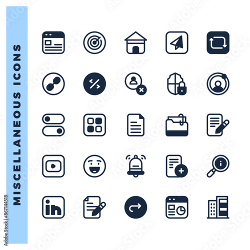 25 Social Media (Linkdin) Lineal Fill icons pack. vector illustration.
