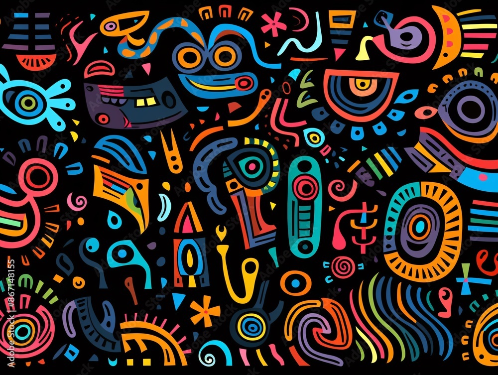 a colorful art on a black background
