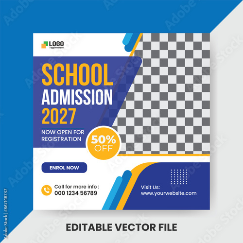 school admission promotion social media post template