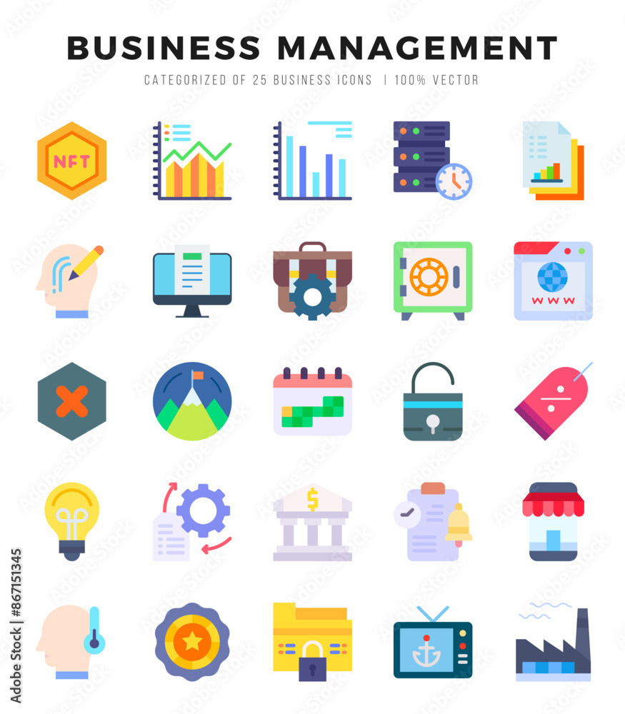 Business Management icons set. Collection of simple Flat web icons. Business Management icons set. Collection of simple Flat web icons.
