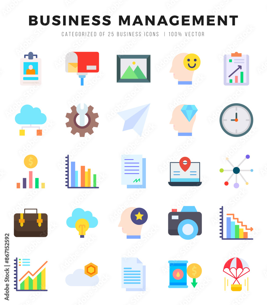 Business Management web icons in Flat style. Business Management web icons in Flat style.