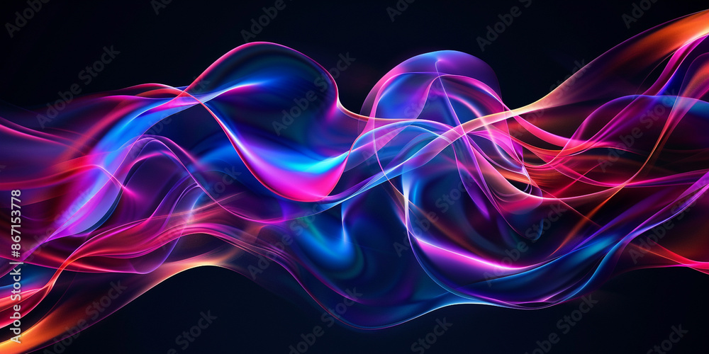 Abstract neon wave background in purple and blue tones Visualization of computer virtual reality Abstract neon wave background in purple and blue tones Visualization of computer virtual reality