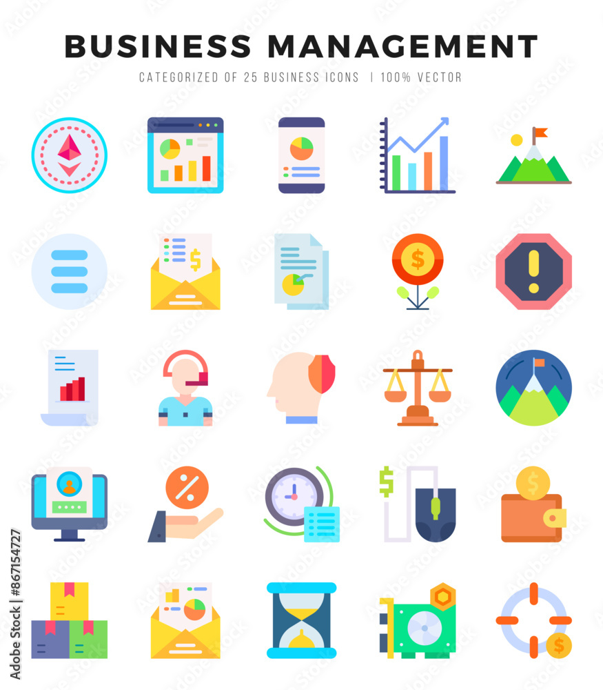 Business Management Icon Pack 25 Vector Symbols for Web Design. Business Management Icon Pack 25 Vector Symbols for Web Design.