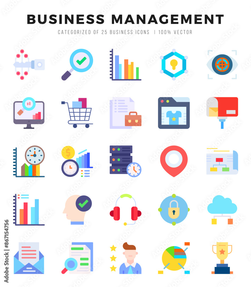 Set of Flat Business Management Icons. Flat art icon. Vector illustration Set of Flat Business Management Icons. Flat art icon. Vector illustration