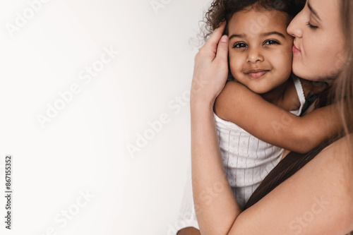 Obraz na płótnie Interracial family having fun on white background