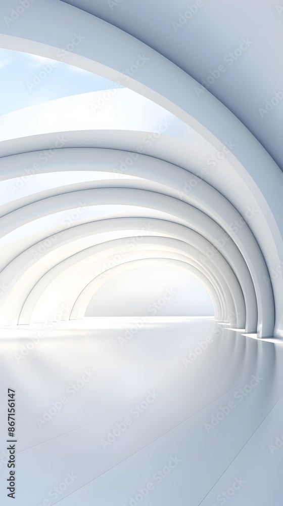 Fototapeta premium Abstract Modern Architectural Interior with Minimal White Curves and Symmetry