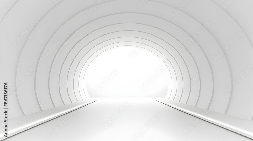 Naklejka premium Abstract White Futuristic Tunnel Architectural Background