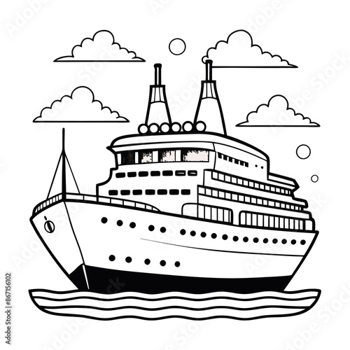 Ocean Liner Coloring Page for Kids' Vehicles
