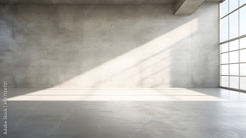Expansive Concrete Interior with Bright Natural Sunlight Illuminating the Empty Space Expansive Concrete Interior with Bright Natural Sunlight Illuminating the Empty Space