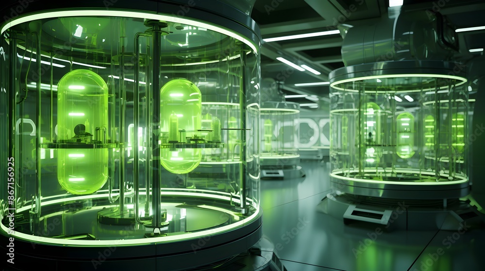 Futuristic Gene Editing Lab with Advanced Bioreactors and Holographic Controls Enabling Efficient Algae Biofuel Production Futuristic Gene Editing Lab with Advanced Bioreactors and Holographic Controls Enabling Efficient Algae Biofuel Production