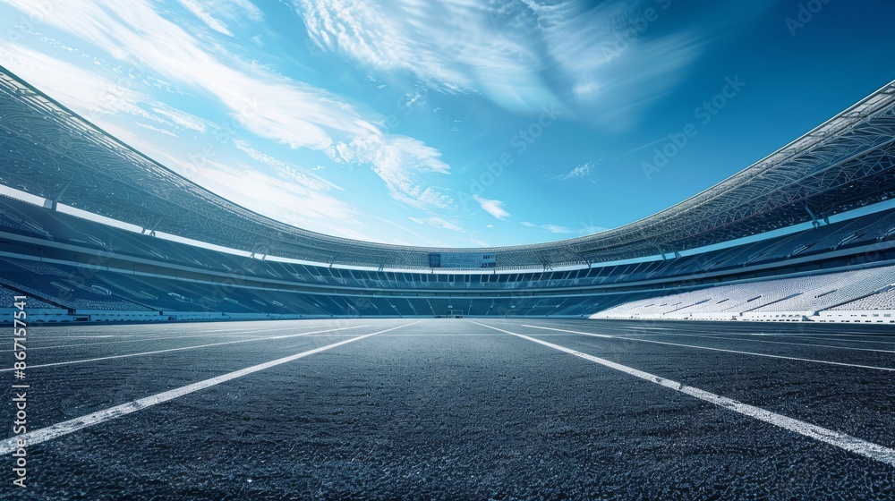 Image of an empty stadium with a clear sky Image of an empty stadium with a clear sky