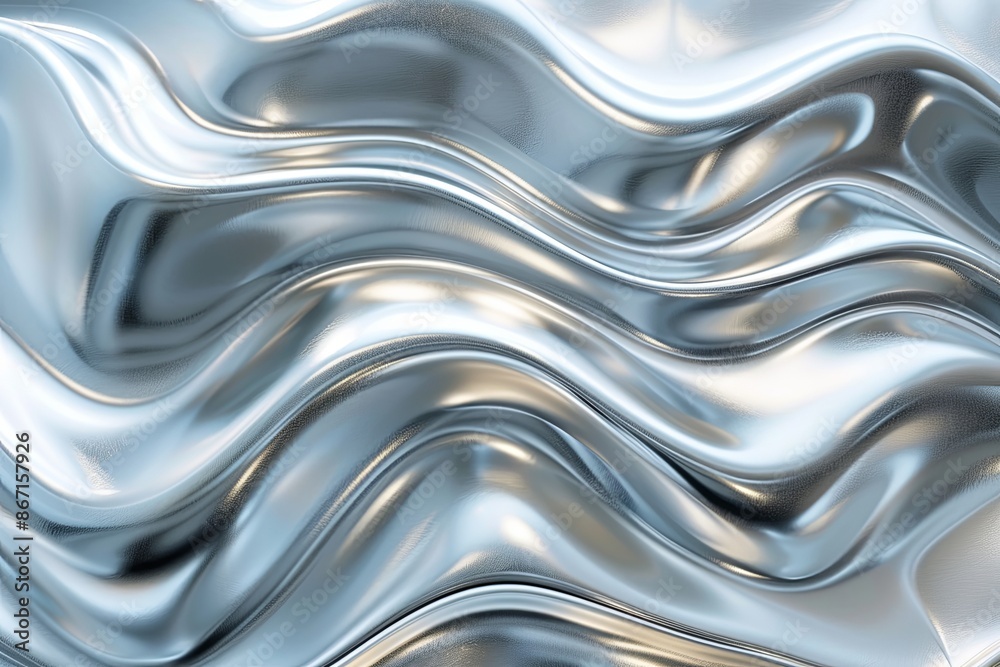 Obraz premium Silver abstract background with wavy pattern created with generative ai