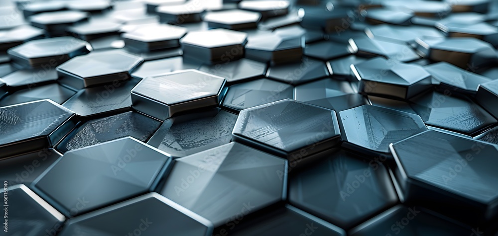 Idea generation, close-up shot of a futuristic 3D-printed tile, geometric patterns, metallic sheen, sleek and modern appearance, CG 3D rendering, highly detailed, ultramodern aesthetic Idea generation, close-up shot of a futuristic 3D-printed tile, geometric patterns, metallic sheen, sleek and modern appearance, CG 3D rendering, highly detailed, ultramodern aesthetic
