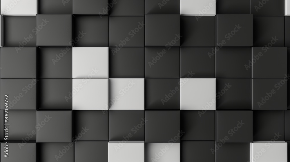 Modern futuristic pattern with alternating square black and grey pixels, sleek and stylish, high contrast, clean lines Modern futuristic pattern with alternating square black and grey pixels, sleek and stylish, high contrast, clean lines