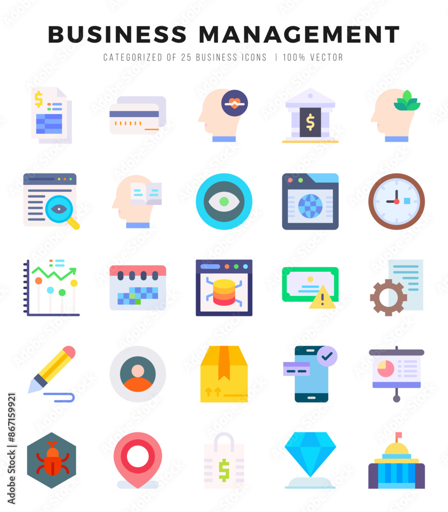 Business Management Icons bundle. Flat style Icons. Vector illustration. Business Management Icons bundle. Flat style Icons. Vector illustration.