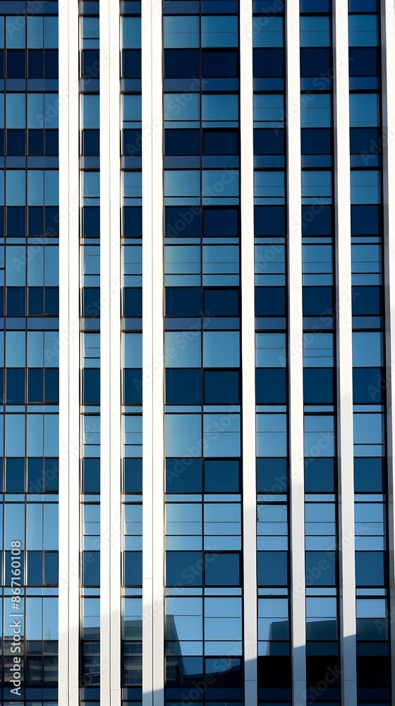 Striking Modern High-Rise Office Building with Sleek Glass Facade and Abstract Design Striking Modern High-Rise Office Building with Sleek Glass Facade and Abstract Design